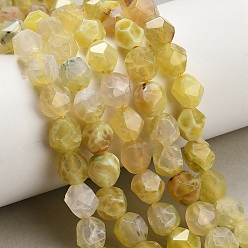Jaune Brins de perles d'agate naturelle (teintes et chauffées), facette, étoiles coupées perles rondes, jaune, 10x9.5mm, Trou: 1.2mm, Environ 37 pcs/chapelet, 14.57'' (37 cm)