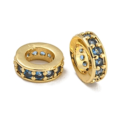 Озёрно--синий Покрытие стойки латунь микропаве прозрачные кубические циркониевые бусины, без свинца и без кадмия, долговечный, круглые, Плут синий, 7.5x2.5 мм, отверстие : 4.5 мм