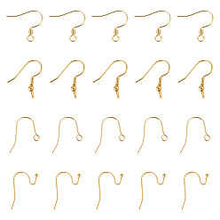 Golden 40Pcs 4 Styles 304 Stainless Steel Earring Hooks, Ear Wire, with Vertical Loop, Golden, 11~21x15~21mm, hole: 1.8~2.5mm, Pin: 0.7mm, 10pcs/style