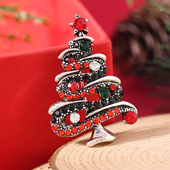 Рождественская елка Броши из цинкового сплава со стразами на рождественскую тематику для рюкзака, рождественская елка