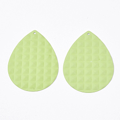 Light Green Spray Painted Iron Big Pendants, Teardrop, Light Green, 53x41.5x2mm, Hole: 1.8mm