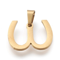 Letter W 304 подвески из нержавеющей стали, греческий алфавит, буква.w, 13x17x1 мм, отверстие : 1x5.5 мм