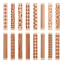 Mixed Shapes 16 piezas 16 estilos rodillo de madera, para hornear galletas en relieve, herramienta de cocina, formas mixtas, 102x14.5 mm, 1 pc / estilo