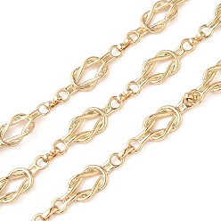 Настоящее золото 18K Цепи с узловыми звеньями из сплава, несварные, реальный 18 k позолоченный, 27x9x2 мм