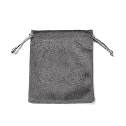 Серый Бархатные мешочки для хранения украшений на шнурке, прямоугольные, серые, 12x10.5x0.4 см