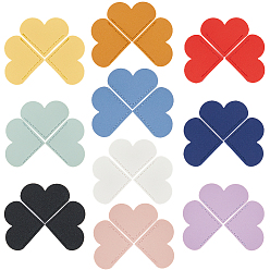 (52) Непрозрачная лаванда 30шт 10 цвета закладки из искусственной кожи, угловой маркер для книголюбов, формы сердца, разноцветные, 53x61x2.5 мм, 3 шт / цвет