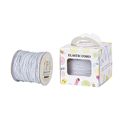 White Elastic Cord, with Nylon Outside and Rubber Inside, Round, White, 1mm, 109.36yards/roll(100m/roll)