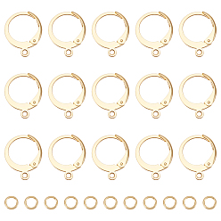 Настоящее золото 24K 304 из нержавеющей стали выводы Leverback серьги, с прыжковых колец, реальный 24 k позолоченный, 14.5x12 мм, отверстие : 1.2 мм, штифты : 0.8x1 мм