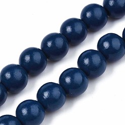 Полуночно-синий Окрашенные спреем бусины из натурального дерева, круглые, темно-синий, 15~16x14~15 мм, отверстие : 3.5~4.5 мм, около 25 шт / нитка, 14.33 дюйм ~ 14.53 дюйм (36.4 см ~ 36.9 см)