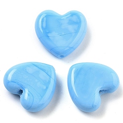 Темно-Голубой Сердца ручной работы Lampwork бисер, глубокое синее небо, 19.5x20.5x6.5 мм, отверстие : 1.8 мм