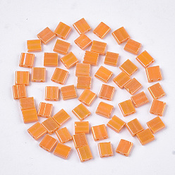 Темно-Оранжевый 2 бисер матовый стеклянный непрозрачный, аб цвета, прямоугольные, темно-оранжевый, 5x4.5~5.5x2~2.5 мм, отверстие : 0.5~0.8 мм