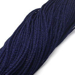 Midnight Blue Polyester Cord, with Cotton Cords Inside, Midnight Blue, 5mm, about 103.89 yards(95m)/bundle