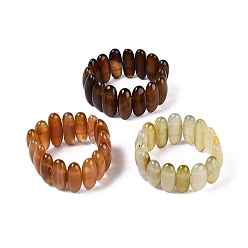 Chocolat Bracelets extensibles ovales en perles d'agate naturelle pour femmes et hommes, teint, chocolat, diamètre intérieur: 2.05~2.44 pouce (5.2~6.2 cm)
