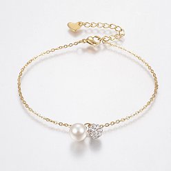 Золотой 304 трос из нержавеющей стали цепи браслеты, с акриловыми и полимерными глиняными бусинками из стразы, застежка когтя омара, золотые, 7-1/8 дюйм (180 мм), 1.5 мм