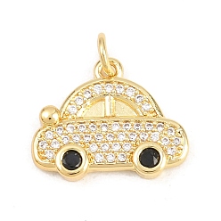Автомобиль Латунные микро проложить кубического циркония подвески, долговечный, стойки покрытие, без свинца и без кадмия, реальный 18 k позолоченный, прозрачные, автомобиль, 14x17.5x3 мм, отверстие : 3.2 мм