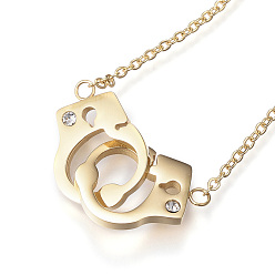 Doré  304 pendentifs en acier inoxydable, avec strass, menottes, or, 17.32 pouce (44 cm)