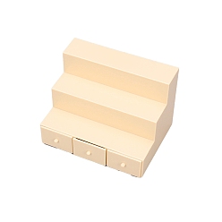 Античный Белый Модель стойки трапециевидной формы из дерева, аксессуары для кукольного домика с микро-ландшафтом, притворяясь опорными украшениями, старинный белый, 110x76x80 мм