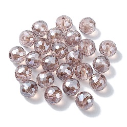 Розово-Коричневый Ab цветные стеклянные бусины, граненые круглые, розово-коричневый, 8x7 мм, отверстие : 1.5 мм