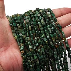 Африканский Нефрит Природные африканские нефритовые бусы пряди, самородки, 5~9x4~6x3~4.5 мм, отверстие : 0.7 мм, около 75~89 шт / нитка, 15.35'' (39 см) ~ 15.94'' (40.5 см)