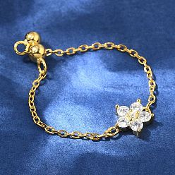 Цветок 925 Кольца-слайдеры из стерлингового серебра с микропаве из кубического циркония, кольца для звеньев цепи, цветок, внутренний диаметр: 18 мм