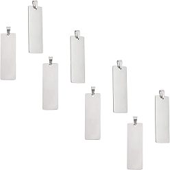 Нержавеющая Сталь Цвет 304 подвески из нержавеющей стали, пустая бирка с зеркальной полировкой, прямоугольные, цвет нержавеющей стали, 48x15x1 мм, отверстие : 4x7 мм, 10 шт / коробка