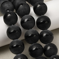 Striped Pattern Подставки для бусин дзи в тибетском стиле, натуральные гладкие круглые бусины из агата, окрашенная и подогревом, чёрные, полосатый рисунок, 16 мм, отверстие : 2 мм, около 25 шт / нитка, 15.55'' (39.5 см)