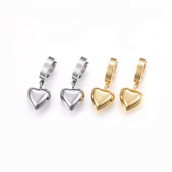(52) Непрозрачная лаванда 304 серьги из нержавеющей стали из нержавеющей стали, гипоаллергенные серьги, сердце, разноцветные, 29 мм, кулона: 15x12x7 мм, контактный: 1 мм