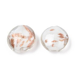 Белый Бусины ручной работы бусины золотого песка, плоско-круглые, белые, 28.5x13 мм, отверстие : 1.8 мм