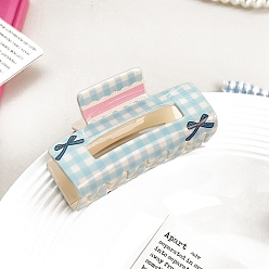 Rectangle Акриловые заколки-коготь в стиле тартан, прямоугольные, 74x42 мм