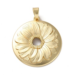 Плоский Круглый Большие сплавочные подвески, долговечный, без свинца, без никеля и без кадмия, матовое золото, плоско-круглые, 66x60x6 мм, отверстие : 11.5x5 мм