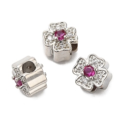 Платина Стойки обшивки латунь кубического циркония бусы, без кадмия и без свинца, долговечный, клевер, платина, 9x9x8.5 мм, отверстие : 3.5 мм