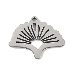 Нержавеющая Сталь Цвет 201 прелести нержавеющей стали, лазерная резка, очарование листьев гинкго, анти-тускнение, цвет нержавеющей стали, 12x15x1 мм, отверстие : 1 мм