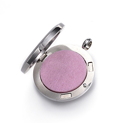Mixed Color 304 Stainless Steel Diffuser Locket Pendants, with Perfume Pad and Magnetic Clasps, Flat Round with Tree, Mixed Color, 36.5~37x30x6.5~7mm, Hole: 5mm