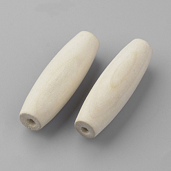 Papaya Látigo Cuentas de madera sin terminar, cuentas de madera natural, oval, sin plomo, PapayaWhip, 44~45x14 mm, agujero: 4 mm