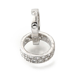 Платина Латунные микропаве из прозрачного кубического циркония, двойное кольцо, долговечный, без кадмия и без свинца, стойки покрытие, платина, 13.5~14x3~4 мм, отверстие : 10.5~11.5 мм