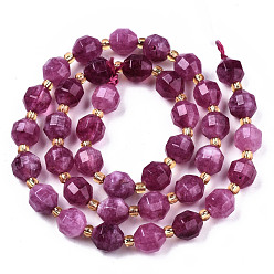 Medium Orchid Natural Dolomite Beads Strands, Faceted, Dyed, Round, Medium Orchid, 8x8mm, Hole: 1.2mm, about 33pcs/strand, 15.16 inch~15.35 inch(38.5cm~39cm)