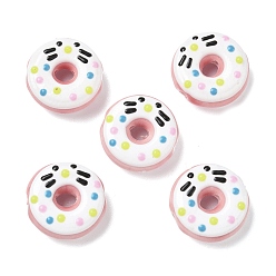 Фламинго Фарфоровые эмалевые бусины ручной работы, пончик, яркие глазированный фарфор, фламинго, 18.5x7.5~10 мм, отверстие : 2 мм