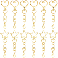 Light Gold 20шт. 2 стили поворотные застежки из цинкового сплава, звезда и сердца, золотой свет, 73~75 мм