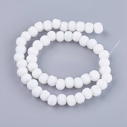 White Lampwork Beads, Rondelle, White, 8~8.5x6.5~7mm, Hole: 3mm