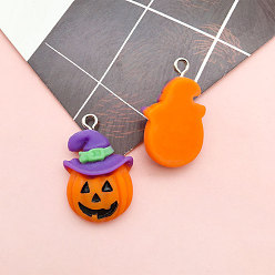 Тыква Подвески из непрозрачной смолы на Хэллоуин, чары ужасов, тыква в шляпе ведьмы, 10~30 мм