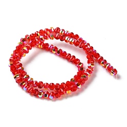 Red Transparent Electroplate Glass Beads Strands, AB Color, Faceted Lantern, Red, 6x4.5mm, Hole: 1.4mm, about 98pcs/strand, 17.72''(45cm)
