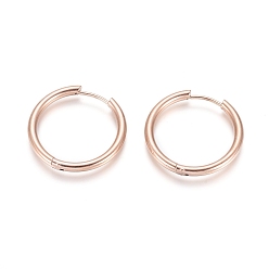 Розовое Золото Ионное покрытие (ip) 304 серьги-кольца из нержавеющей стали, гипоаллергенные серьги, с 316 хирургическим стержнем из нержавеющей стали, розовое золото , 10 датчик, 25x2.5 мм, штифты : 1 мм, внутренний диаметр: 20 мм