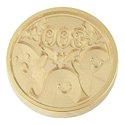 Ghost Набор штампов сургучной печати Хэллоуина, штамп из сургуча, головка из цельной латуни с ручкой из ретро-дерева, для конвертов приглашений, подарочная карта, призрак, 89 мм