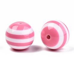 Pink Round Striped Resin Beads, Pink, 20x18mm, Hole: 3mm