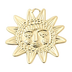 Настоящее золото 18K Латунные подвески, солнечные чары, долговечный, стойки покрытие, без свинца и без кадмия, реальный 18 k позолоченный, 46x48.5x2 мм, отверстие : 3.5x2.5 мм