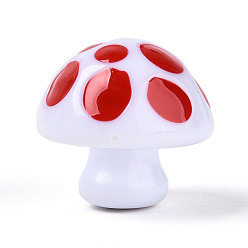 Белый Дым 2 шт. непрозрачные акриловые эмалевые бусины, гриб, серый, 22.5x24.5 мм, отверстие : 2.5 мм