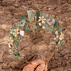 Зеленый Авантюрин Резинки для волос из натурального розового кварца, аксессуары для волос для женщин и девочек, корона, 250x170x50 мм