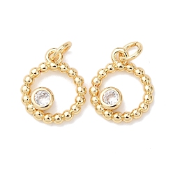 Настоящее золото 18K Латунные микро проложить кубического циркония подвески, круглые подвески, без кадмия и без свинца, стойки покрытие, долговечный, с целью перехода в кольце, реальный 18 k позолоченный, 12x10x2 мм, отверстие : 2.3 мм
