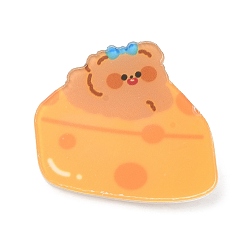 Food Акриловые броши в мультяшном стиле, с 201 штифтов из нержавеющей стали, сыр и медведь, 28x32x6.5 мм