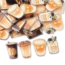 (52) Непрозрачная лаванда Печатные акриловые подвески, кофейные чары, разноцветные, 39.5~43.5x25~33x3.8~4 мм, отверстие : 1.8 мм